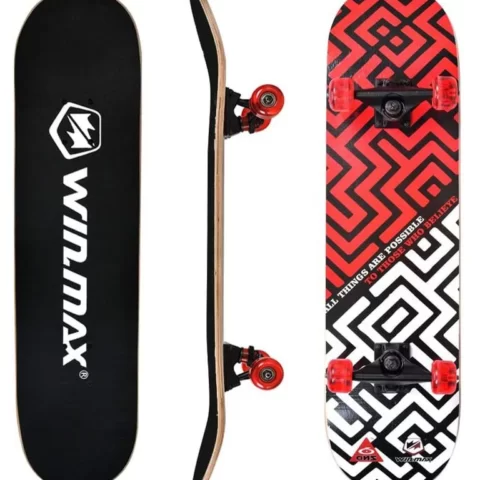 Winmax Skateboard, Beginners and Adults, 9 Ply Double Deck, 50 x 36 mm PU Wheel WME71874