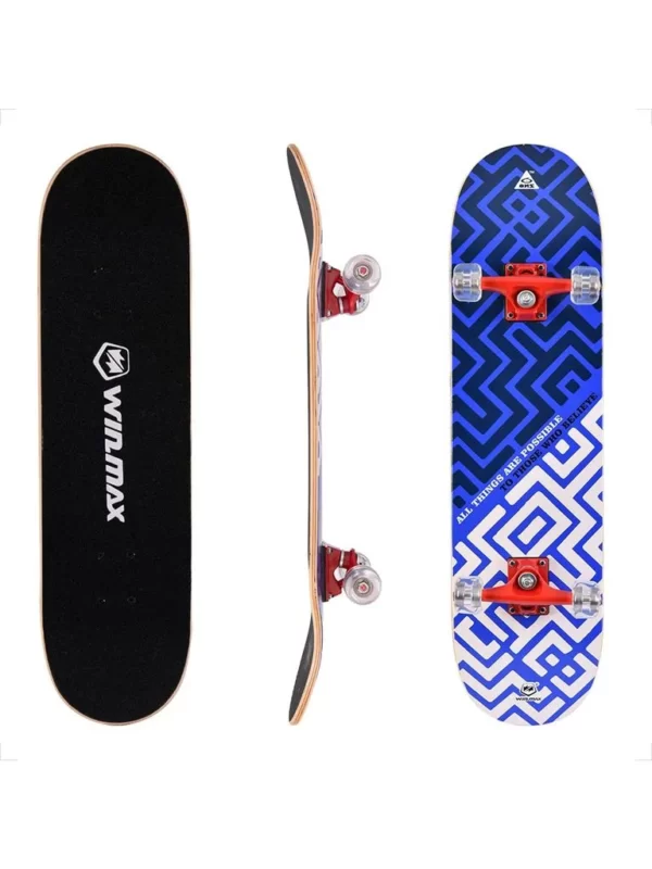 Winmax Skateboard, Beginners and Adults, 9 Ply Double Deck, 50 x 36 mm PU Wheel WME71881