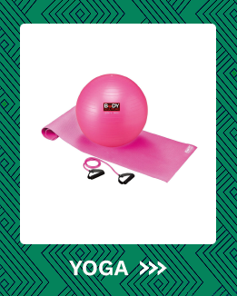 image of pink colour yoga mat with fitness ball.