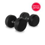 Gainmotion Fixed Rubber Dumbbell 22.5KG Pair (Black)