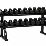 Hex Rubber Dumbbell Set 2.5kg to 25kg with 2-Tier Commercial Rack
