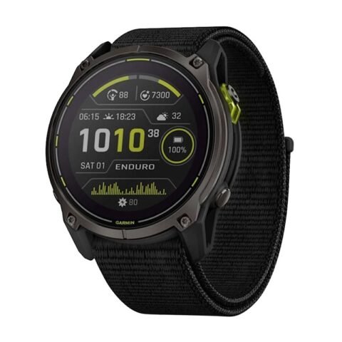 GARMIN Enduro 3 Solar GPS Ultra-Performance Smartwatch Carbon Gray DLC Titanium and Black UltraFit Nylon Strap 10-02751-01