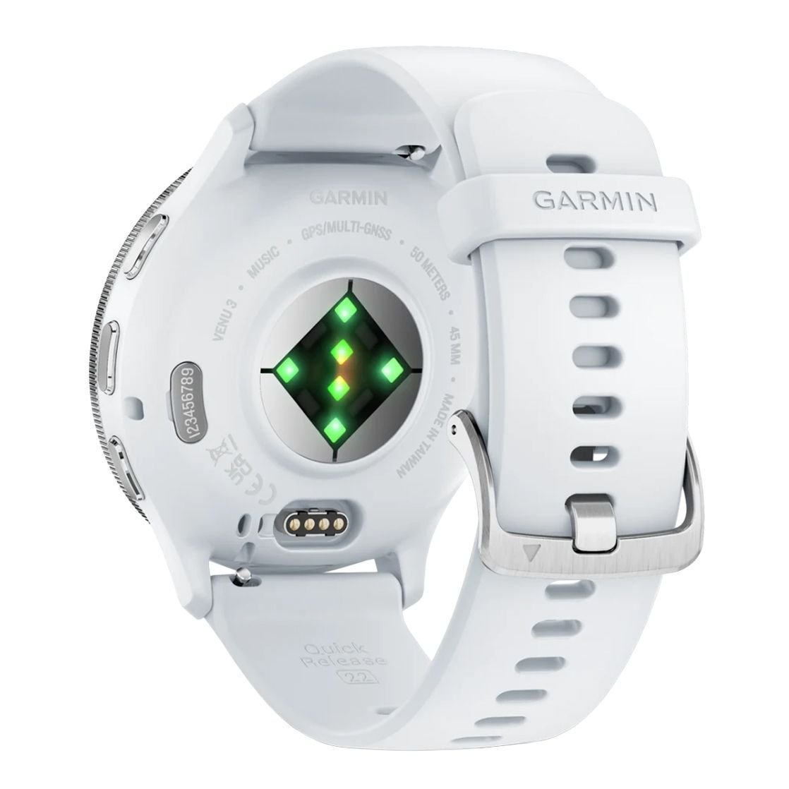 GARMIN Venu 3 GPS Smartwatch Silver Stainless Steel Bezel with Whitestone Case and Silicone Band 10-02784-00 view 3