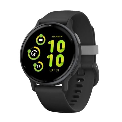 GARMIN Vivoactive 5 GPS Fitness Smartwatch Slate Aluminum Bezel with Black Case Silicone Band 10-02862-10
