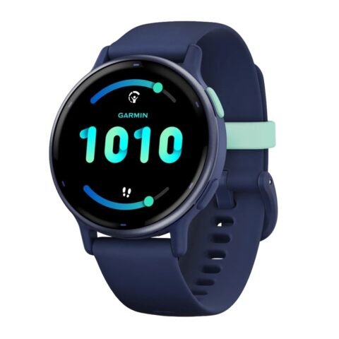 GARMIN Vivoactive 5 GPS Fitness Smartwatch Metallic Navy Aluminum Bezel with Navy Case and Silicone Band 10-02862-12