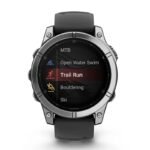 GARMIN Fenix E AMOLED GPS Multisport Smartwatch Stainless Steel with Black Silicone Band 47mm 10-03025-00 view 3