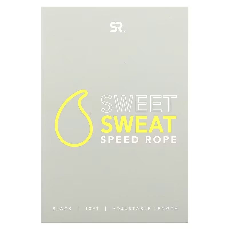Sports Research Sweet Sweat Speed Rope Black Adjustable 10 ft 23249090182 view 2