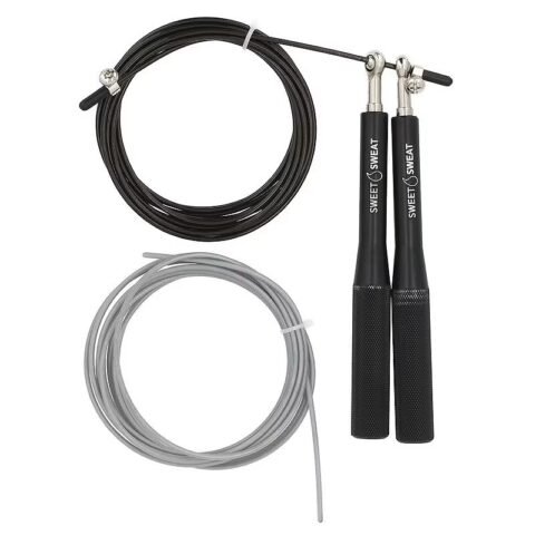 Sports Research Sweet Sweat Speed Rope Black Adjustable 10 ft 23249090182