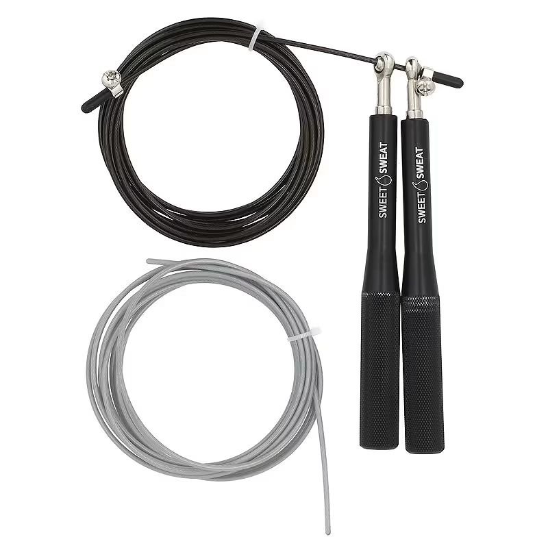 Sports Research Sweet Sweat Speed Rope Black Adjustable 10 ft 23249090182