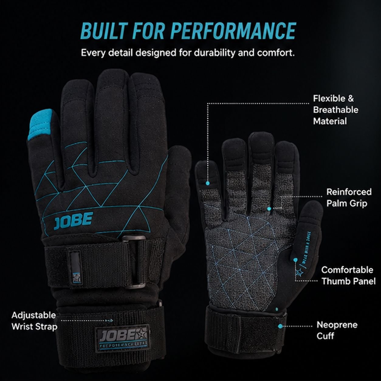 Jobe Grip Gloves Men Blue Black Extra Small 341017003-XS view 4