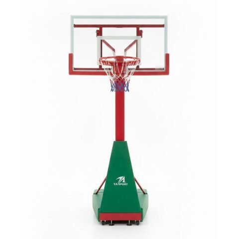 TA Sport Adjustable Basketball Movable Stand with Tempered Glass Backboard Red/Green 5010118