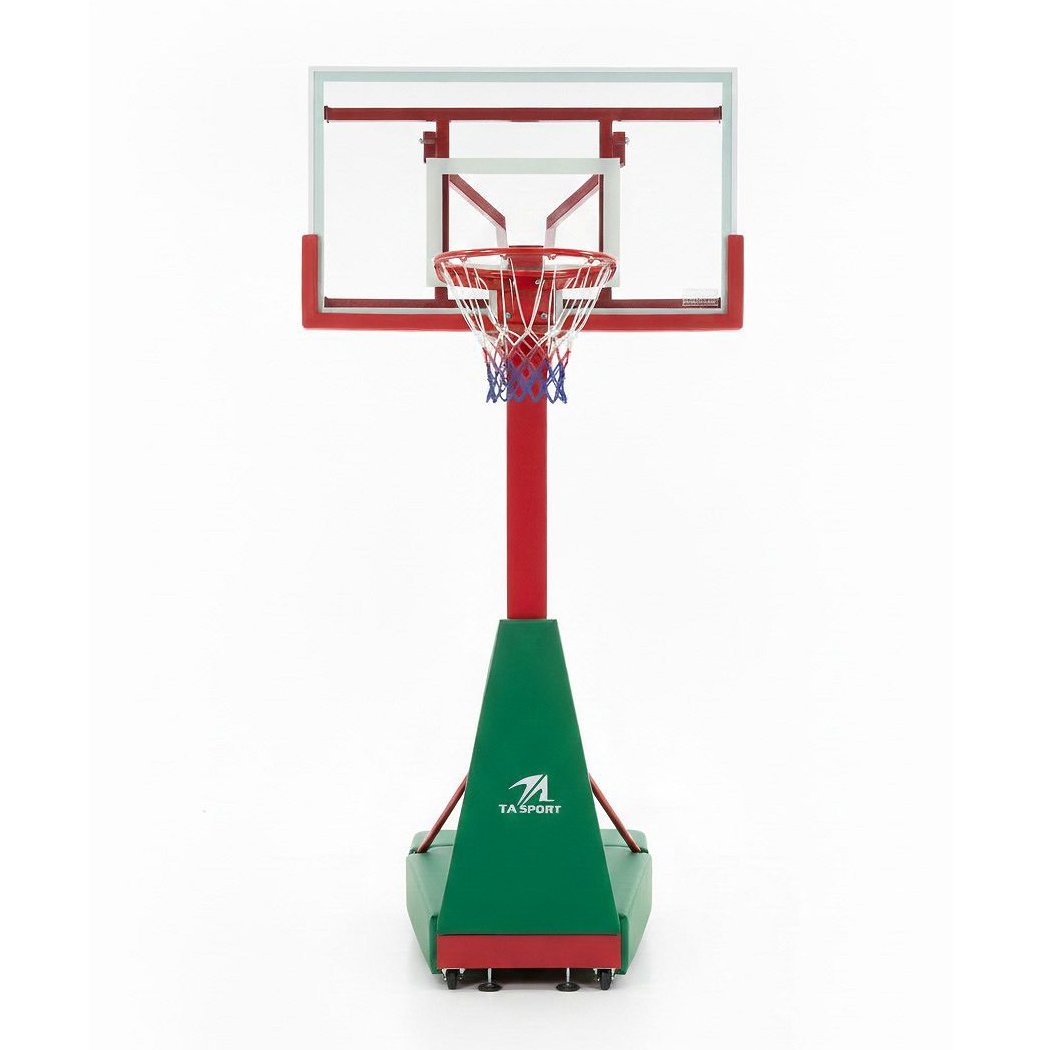 TA Sport Adjustable Basketball Movable Stand with Tempered Glass Backboard Red/Green 5010118