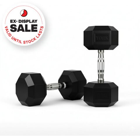 York Fitness Ex Display Hex Rubber Dumbbell Single Piece 17.5 Kg 54041002-101-DUP