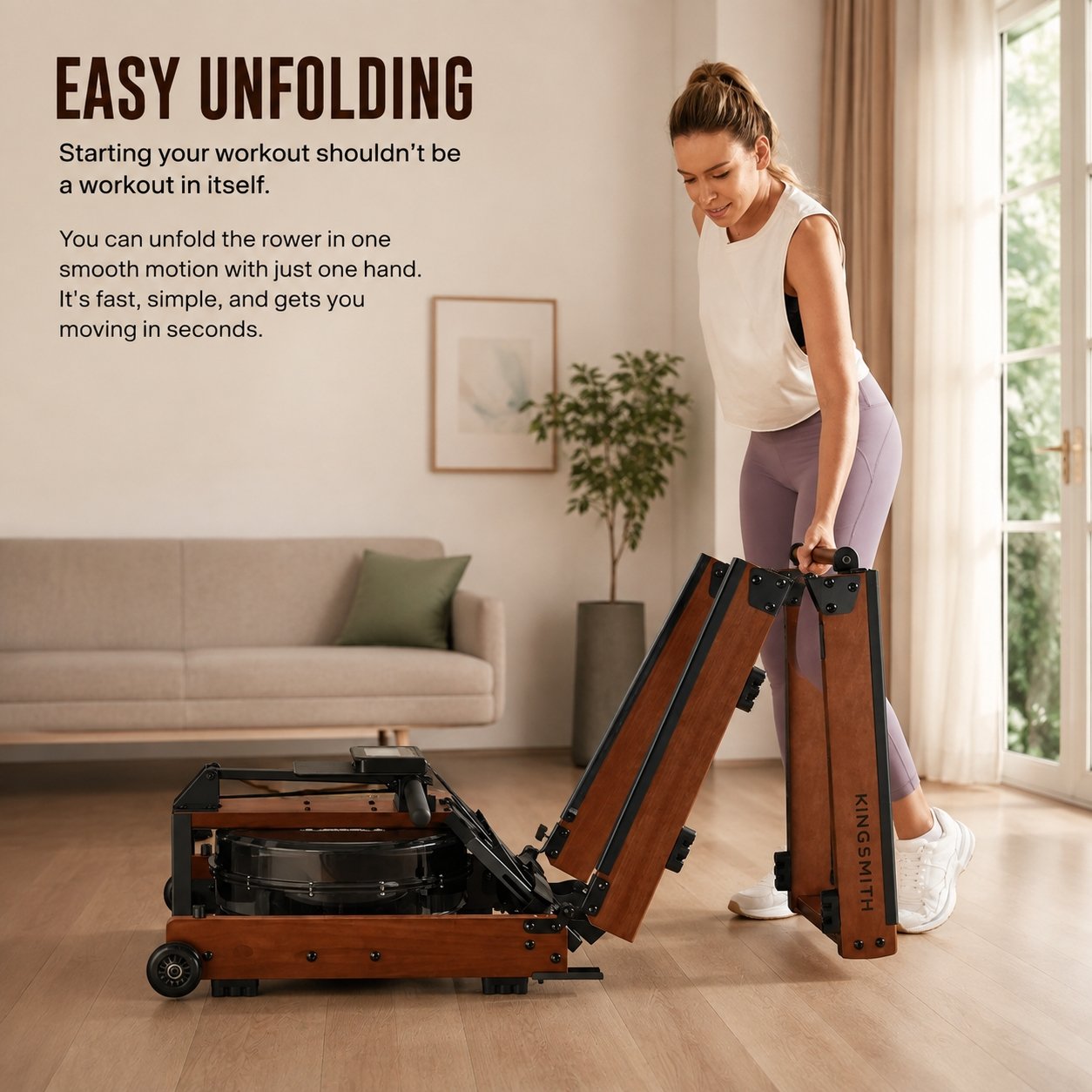 King Smith WR3L Water Rowing Machine Red Oak 6977806884599 view 3