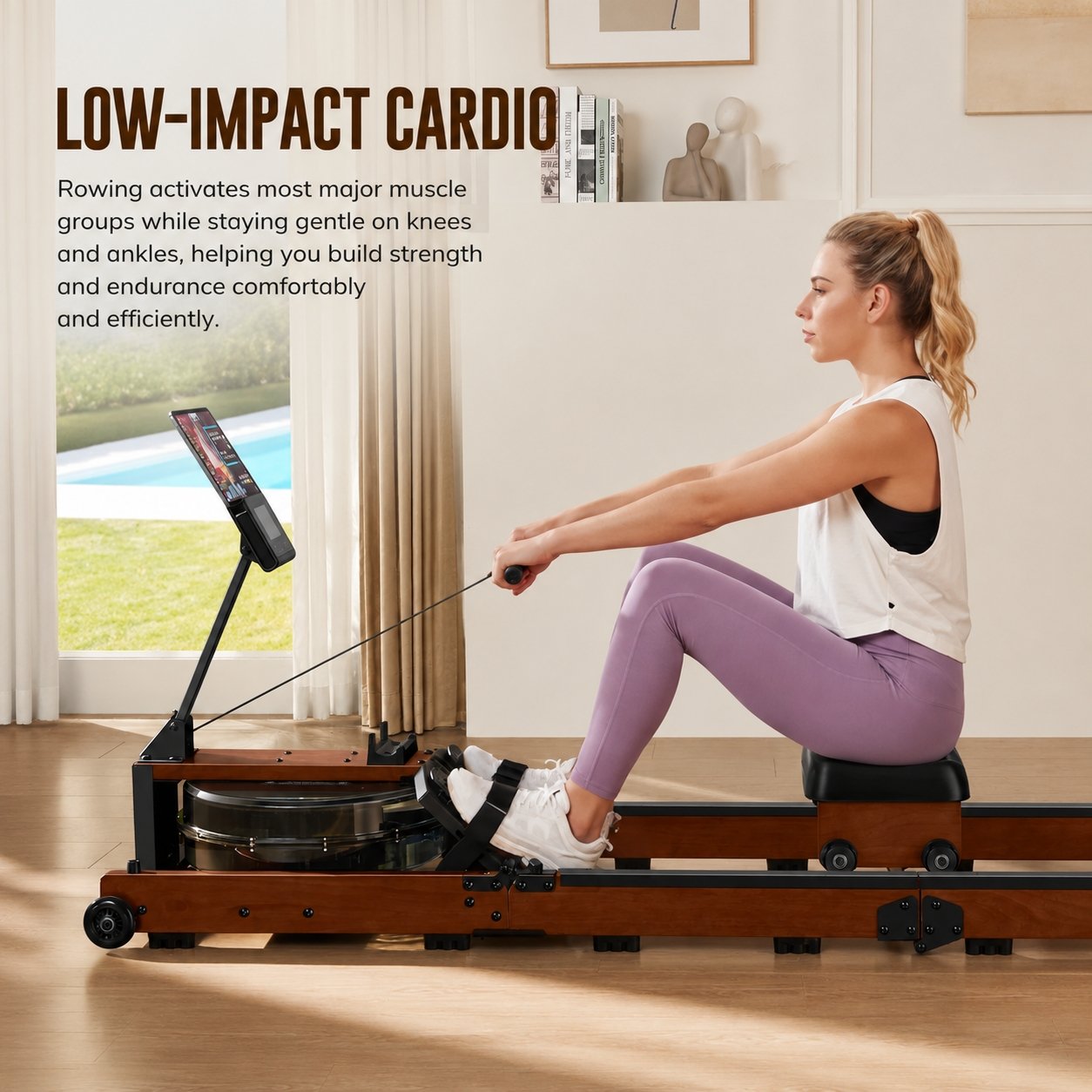 King Smith WR3L Water Rowing Machine Red Oak 6977806884599 view 4