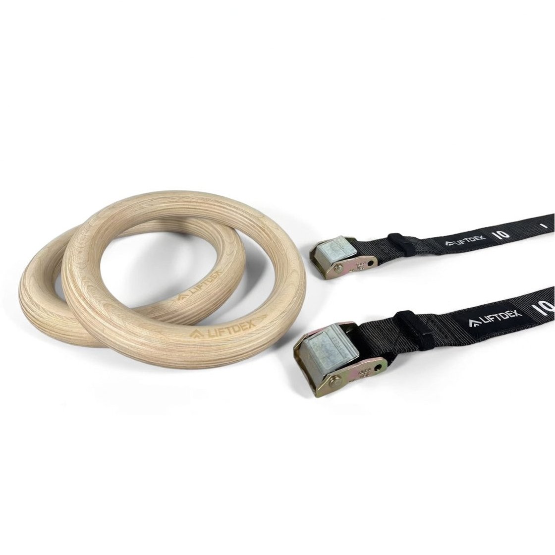 Liftdex Wooden Gymnastic Rings with Straps -Pair 800318