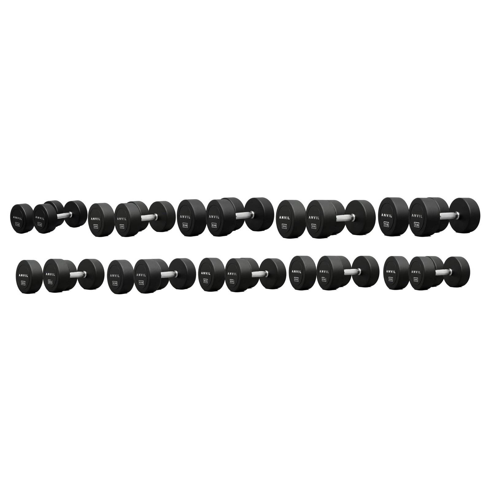 Anvil Urethane Round Dumbbell Bundle 27.5 Kg to 50 Kg