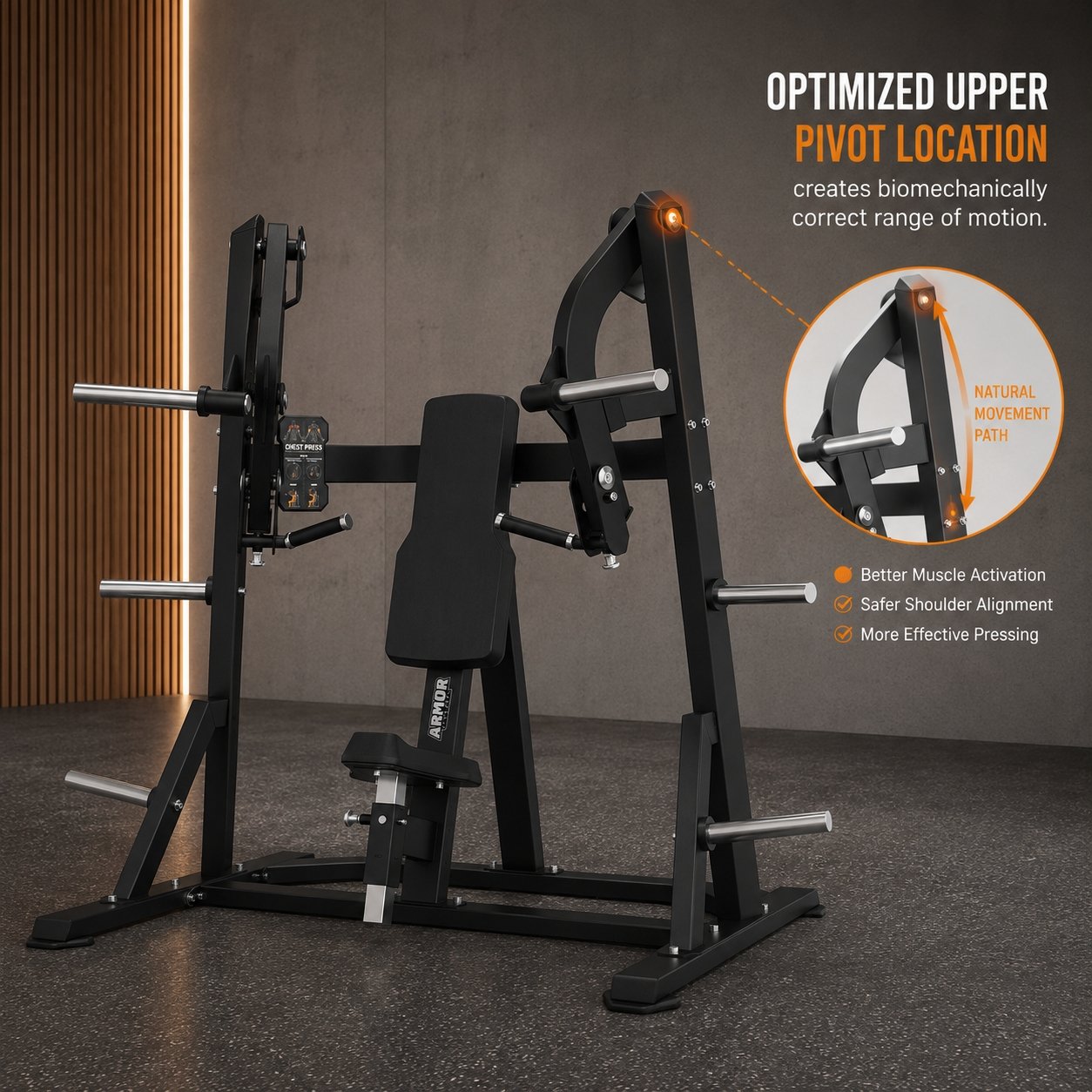 Armor Strength Chest Press Machine Commercial Upper Body Strength Training Equipment AS-KP1006 view 4