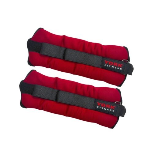 York Ankle Weights AW1102 Red – Adjustable Leg & Ankle Weights for Strength Training, Walking, Fitness & Rehabilitation Exercises