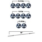 Axox Fitness Olympic Rubber Grip Disc with Barbell Set Black