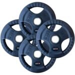 Axox Fitness Olympic Rubber Grip Disc with Barbell Set Black view 3