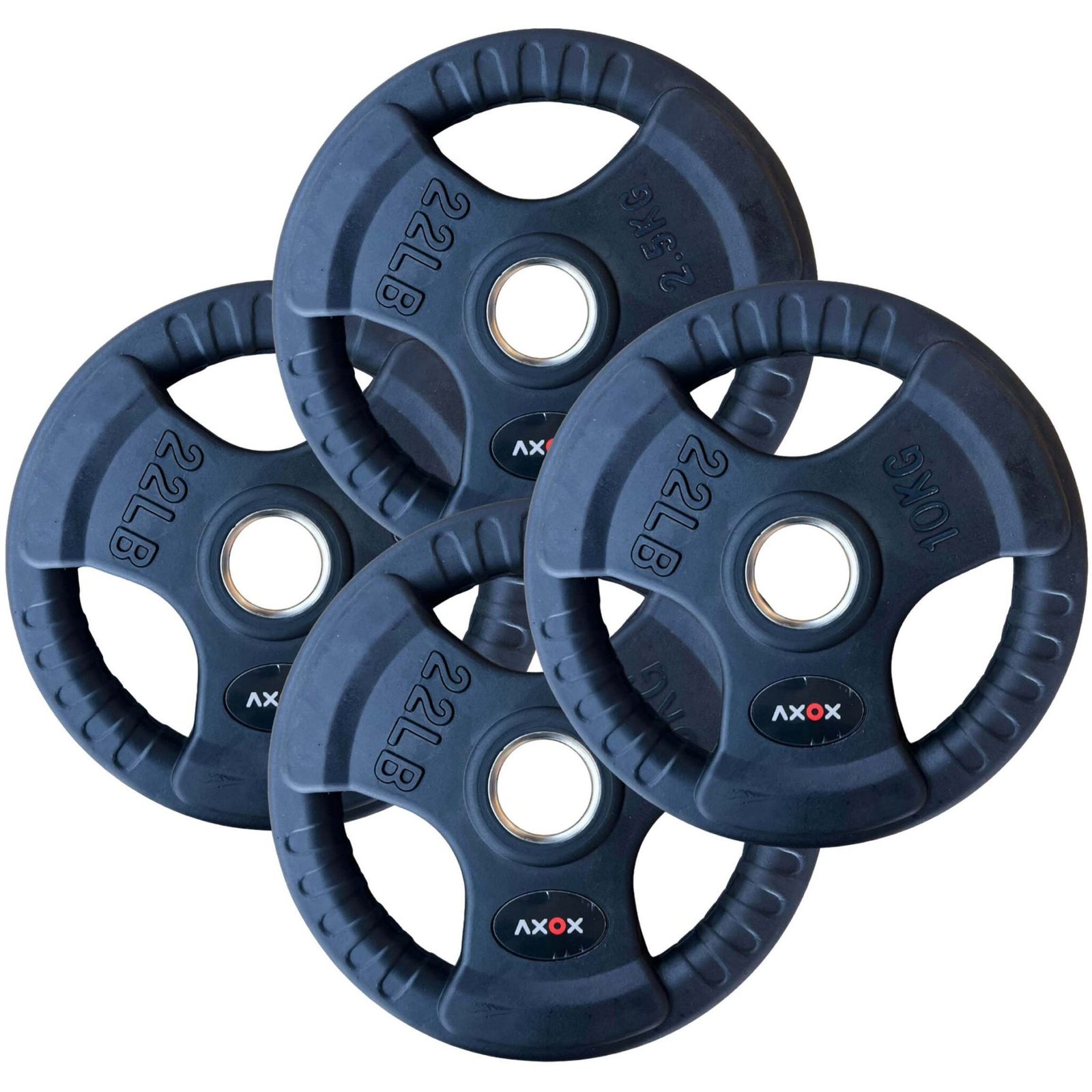 Axox Fitness Olympic Rubber Grip Disc with Barbell Set Black view 3