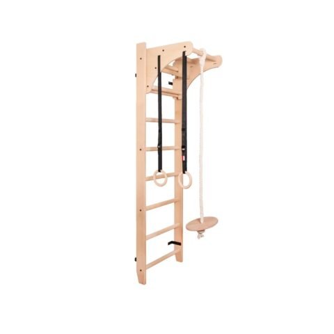 BenchK 111 + A204 Solid Beech Wood Swedish Ladder Wall Bar with Accessories BHK111-A204-BUN