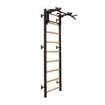 BenchK 731 Swedish Ladder Wall Bar with Convertible 6-Grip Pull-Up Bar & Barbell Holder
