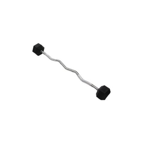 TA Sport Rubber Hex Barbell DB402 With Curl Bar 25 kg
