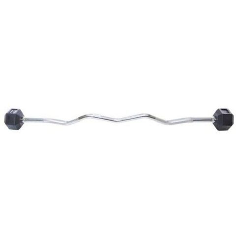 TA Sport Rubber Hex Barbell DB402 With Curl Bar 10 kg