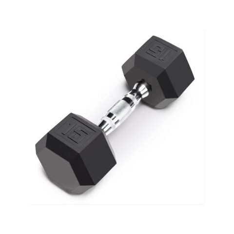 TA Sport Db6101 Rubber Hex Dumbbell 15Lbs Black