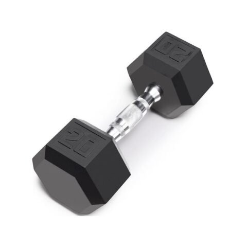 TA Sport Rubber Hex Dumbbell DB6101 25LB With Logo