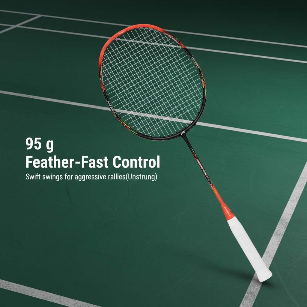 Hundred Powertek 1000 Pro Badminton Racket Black-Orange-Red HBRR-2S033-1 view 4