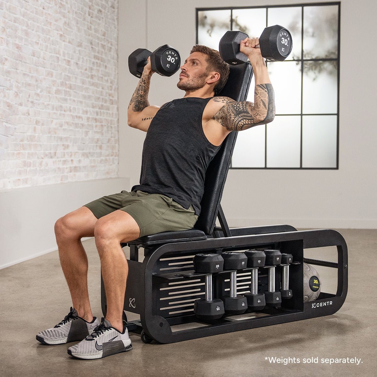 Centr Fusion Home Gym Bench with Integrated Dumbbell Storage INCFB1-1 view 2
