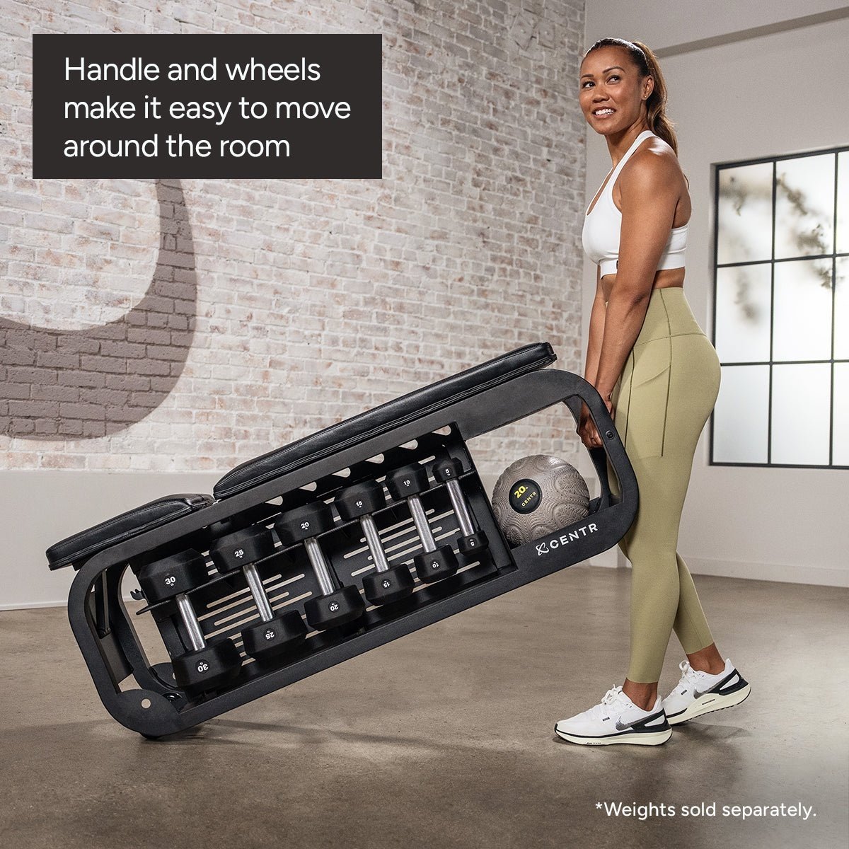 Centr Fusion Home Gym Bench with Integrated Dumbbell Storage INCFB1-1 view 3