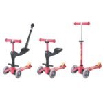 Micro Mini Deluxe 3-in-1 Deluxe Plus Convertible Ride-On and Scooter for Ages 1 to 5 Rubin Red MMD056
