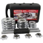 York Fitness MUY20 Chrome Adjustable Dumbbell Set Pair Chrome 20 Kg