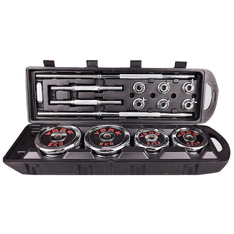 York Fitness Adjustable Chrome Barbel Dumbbell Set 50 Kg Chrome