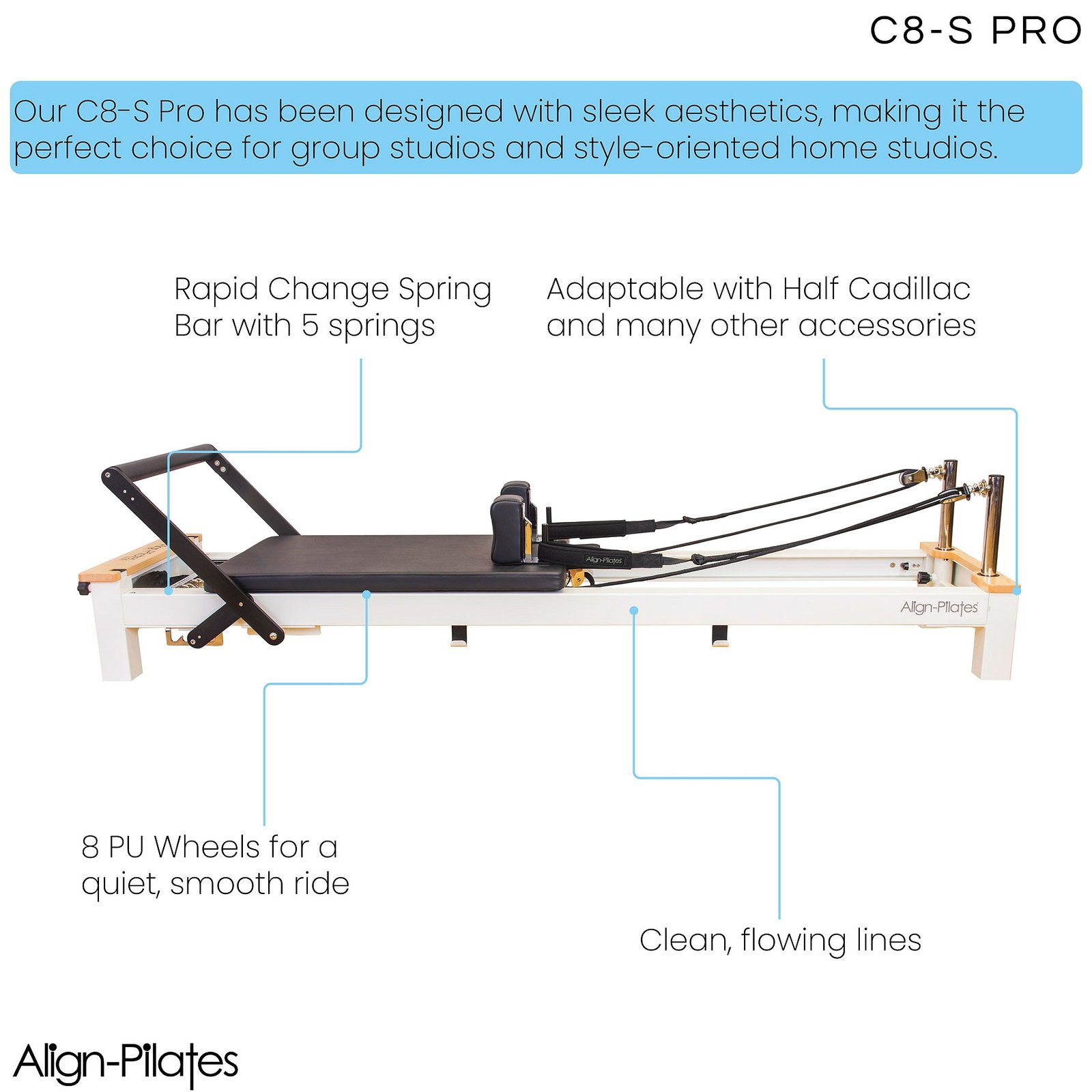 Align-Pilates C8-S Pro Pilates Reformer Bundle view 2