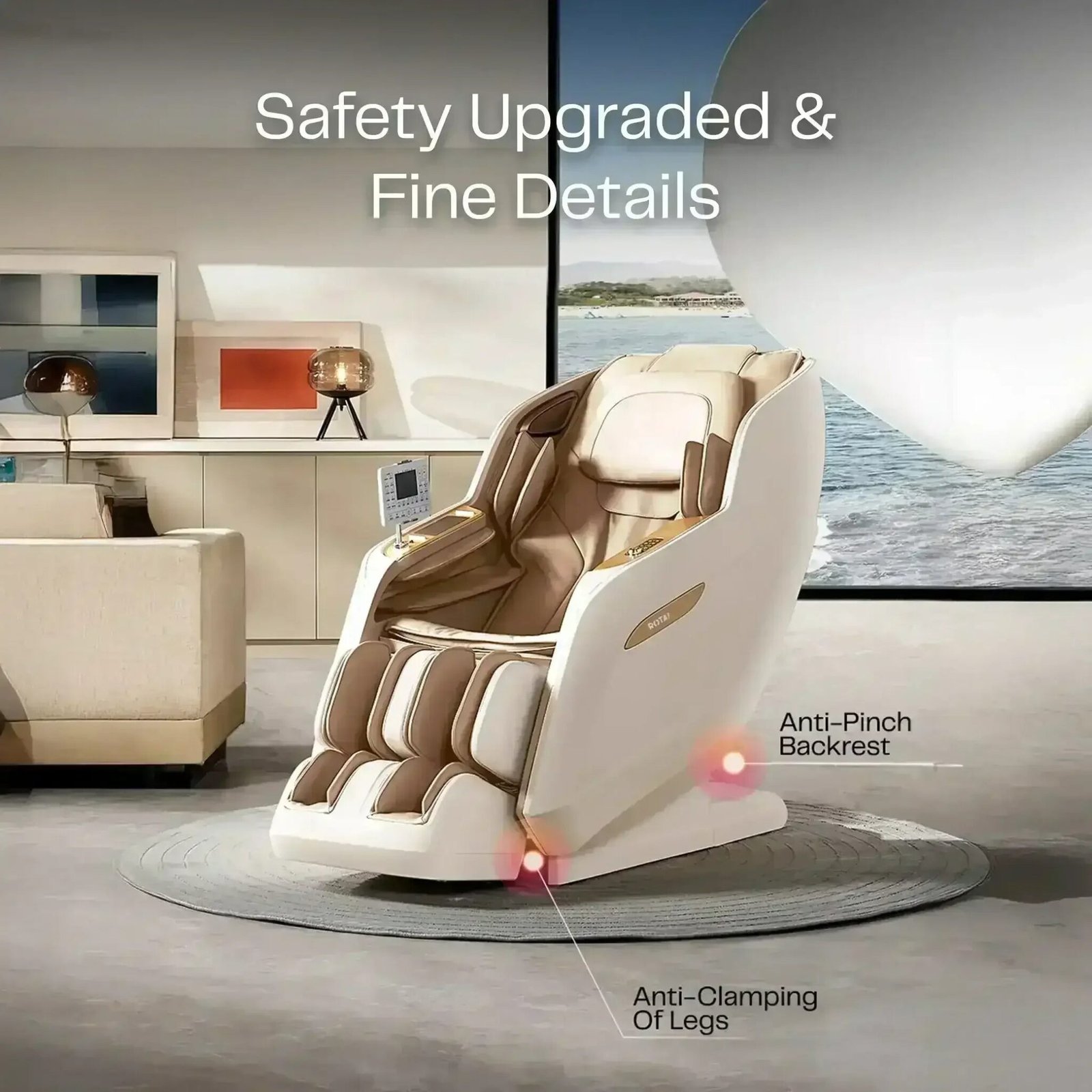 ROTAI RT5950 Smart Full-Body Zero-Gravity Massage Chair with Heat Therapy and Auto Body Scan RT5950-WHITE view 2