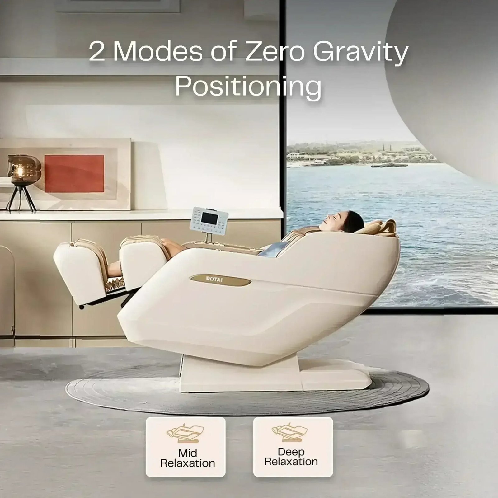 ROTAI RT5950 Smart Full-Body Zero-Gravity Massage Chair with Heat Therapy and Auto Body Scan RT5950-WHITE view 3