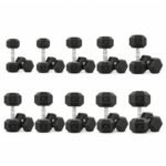 Axox Fitness Hex Rubber Dumbbell Bundle Pair 5 LB 50 LB (2.5 Kg 22.5 Kg) TA-IR92022-BUN