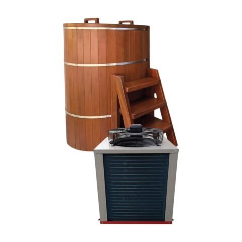 Valluxy Wooden Barrel Cold Plunge Ice Bath with Industrial Chiller Outdoor Cladding VLLX-WBIB-OD-1P