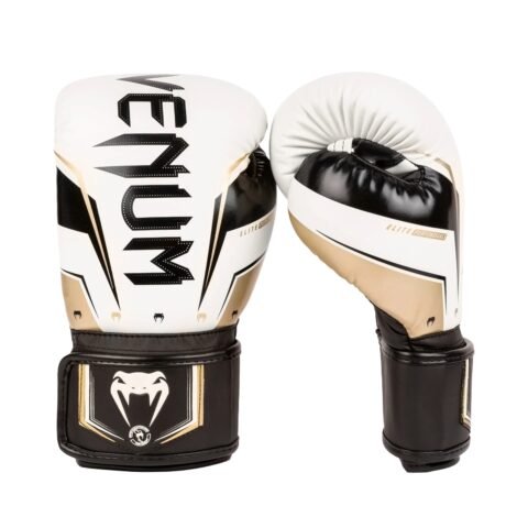 Venum Elite Evo Boxing Gloves White/Gold 18 OZ VN04260-22606