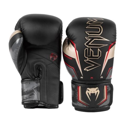 Venum Elite Evo Boxing Gloves Black/Gold/Red