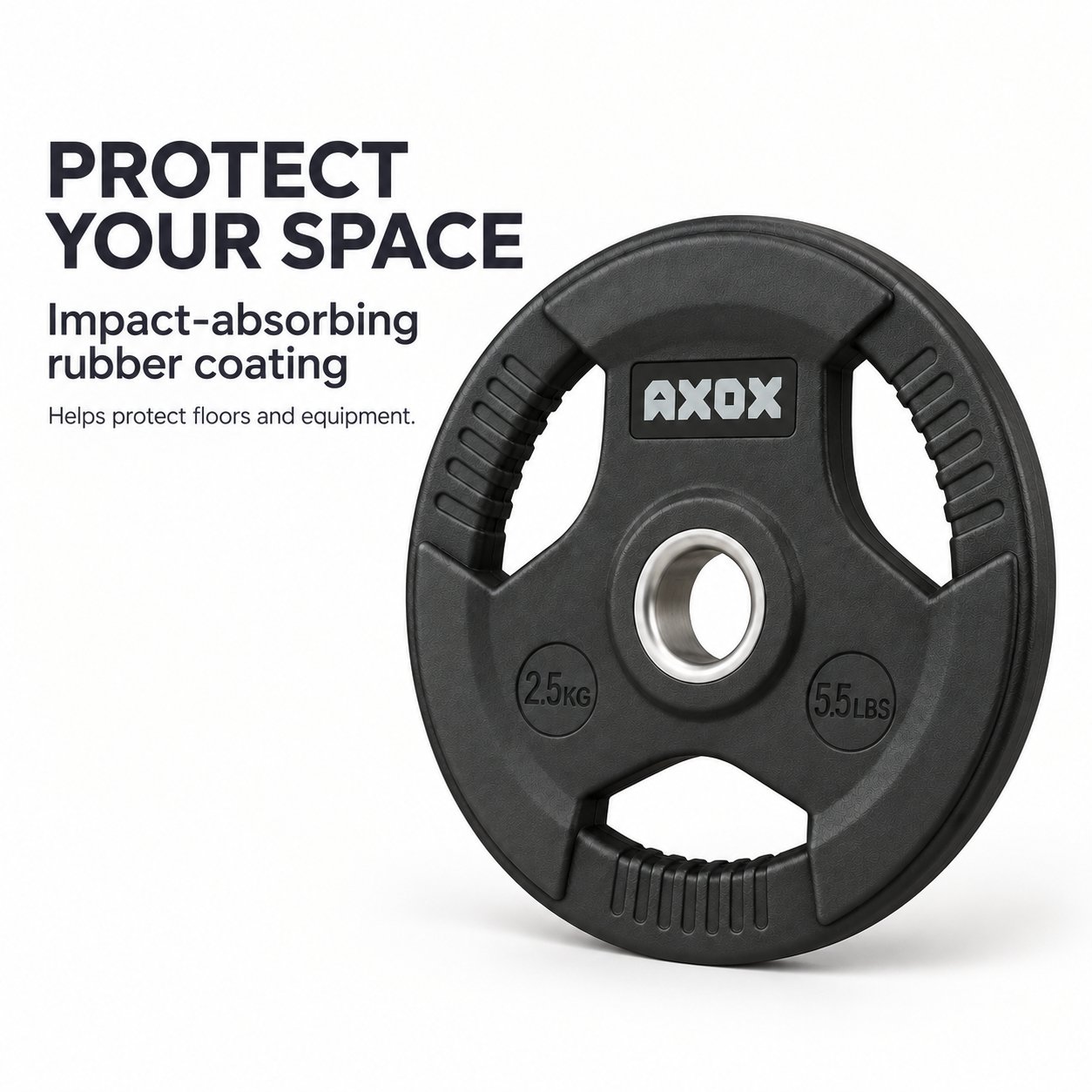 Axox Fitness 3-Grip Rubber Weight Plate 2.5 Kg With PVC Label W02AC023-2-5K - view 3