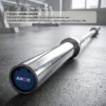 Axox Fitness 3-Grip Rubber Weight Plate with PVC Label & Olympic Barbell Bundle view 4