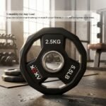 Axox Fitness 3-Grip TPU Weight Plates with Olympic Barbell Bundle view 3