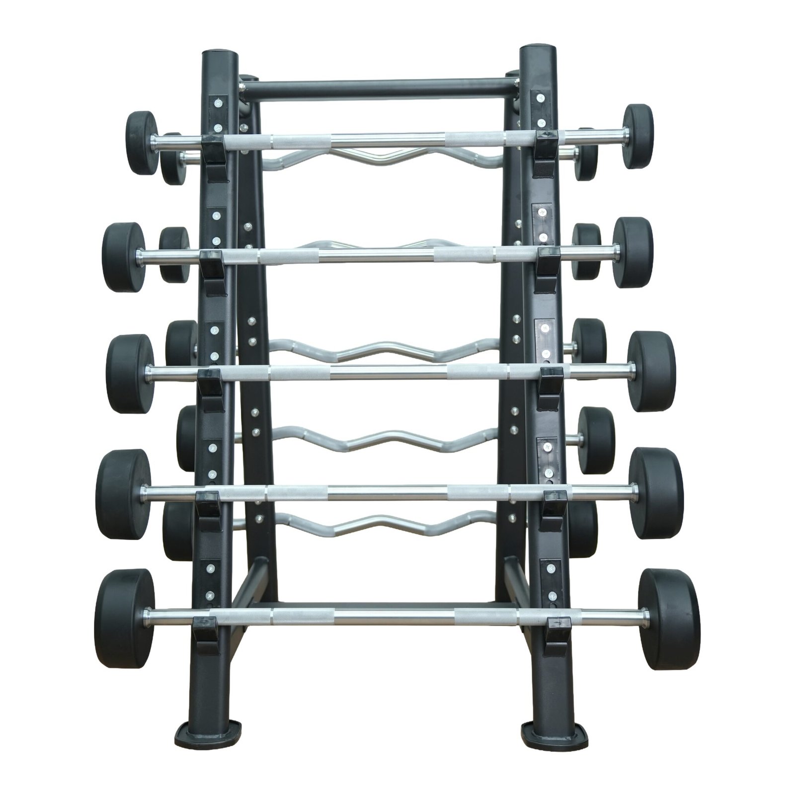 Axox Fitness Fixed Straight & Curl Barbell Set 10-30 kg with Storage Rack Bundle view 2