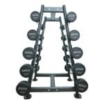 Axox Fitness Fixed Straight & Curl Barbell Set 10-30 kg with Storage Rack Bundle view 3